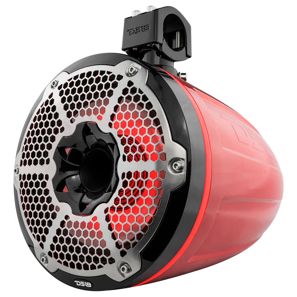 Suncoast Marine and Auto offers DS18 HYDRO 10" Neodymium Marine Towers w/Built-In Passive Radiator, 1" Driver RGB LED Lights - 900W - Red [NXL-X10TPNEO/RD]