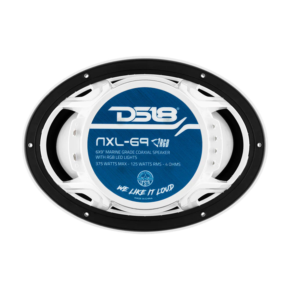 Suncoast Marine and Auto offers DS18 HYDRO 6 x 9" 2-Way Marine Speakers w/Integrated RGB LED Lights - 375W - White [NXL-69/WH]