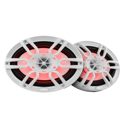 Suncoast Marine and Auto offers DS18 HYDRO 6 x 9" 2-Way Marine Speakers w/Integrated RGB LED Lights - 375W - White [NXL-69/WH]