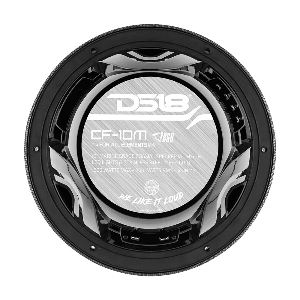 Suncoast Marine and Auto offers DS18 HYDRO 10" 2-Way Speakers w/Bullet Tweeter Integrated RGB LED Lights - Carbon Fiber [CF-10M]