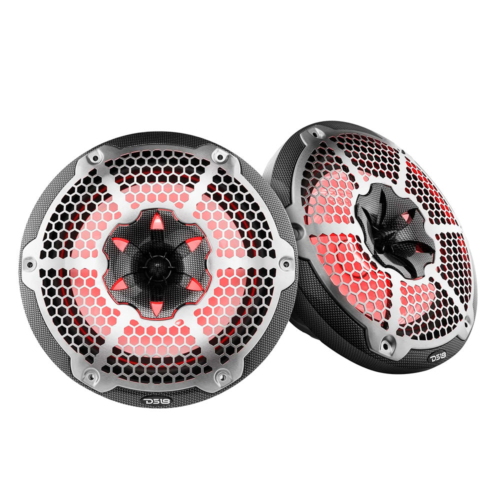 Suncoast Marine and Auto offers DS18 HYDRO 10" 2-Way Speakers w/Bullet Tweeter Integrated RGB LED Lights - Carbon Fiber [CF-10M]