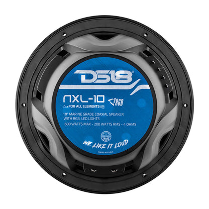 Suncoast Marine and Auto offers DS18 HYDRO 10" 2-Way Marine Speakers w/Bullet Tweeters Integrated RGB LED Lights - Black [NXL-10/BK]