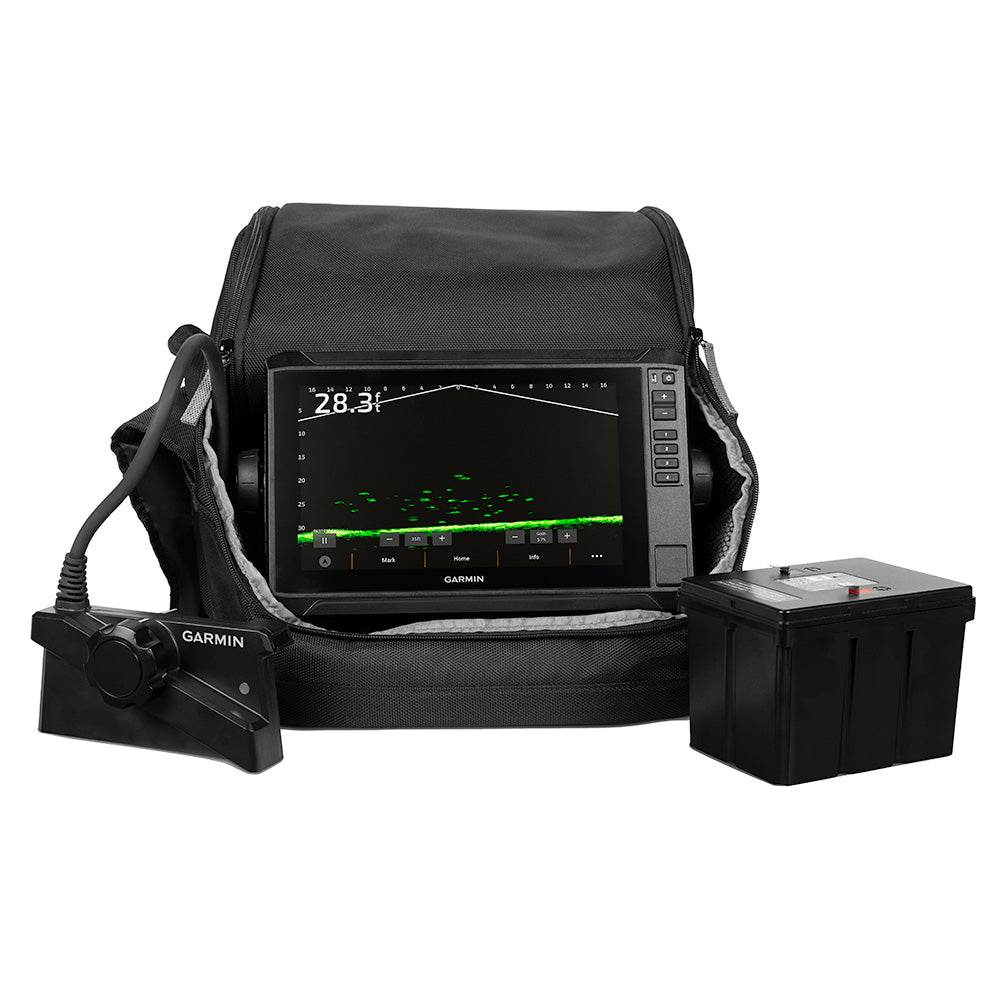 Suncoast Marine and Auto offers Garmin ECHOMAP UHD2 93SV LiveScope Plus Ice Fishing Bundle LI w/ECHOMAP UHD2 93sv, LiveScope Plus System Lithium-ion Battery [010-02688-35]