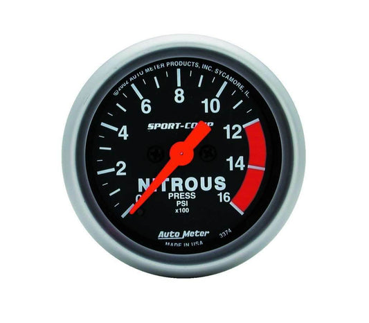 Suncoast Marine and Auto offers 2-1/16in S/C Nitrous Press. Gauge 0-1600psi (3374)