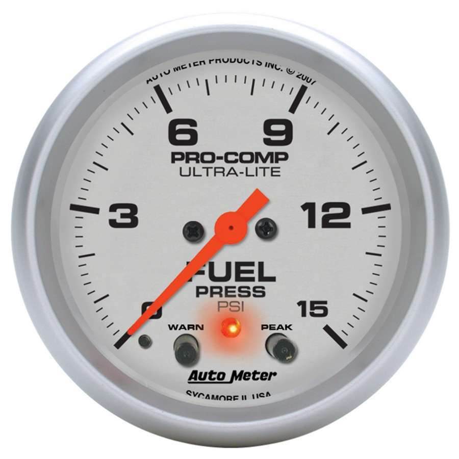 Suncoast Marine and Auto offers 2-5/8in U/L Fuel Press. Gauge w/Peak & Warning (4470)