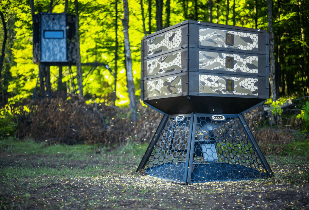 Suncoast Marine and Auto offers ORION HUNTING PRODUCTS 1050lbs Modular Stand and Fill Deer Feeder with 12V Battery and Solar FDR1001050