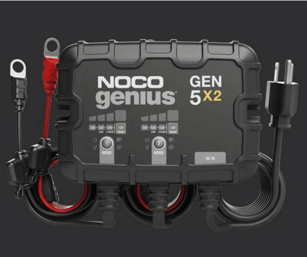 Suncoast Marine and Auto offers NOCO Genius 12V Onboard Waterproof Marine Battery Charger, 10 Amp, 2-Bank GEN5X2