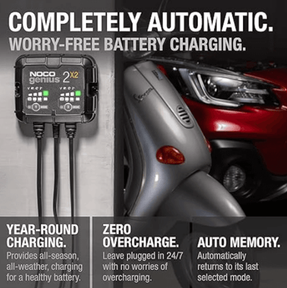 Suncoast Marine and Auto offers NOCO 2-Bank, 4-Amp Battery Charger GENIUS2X2