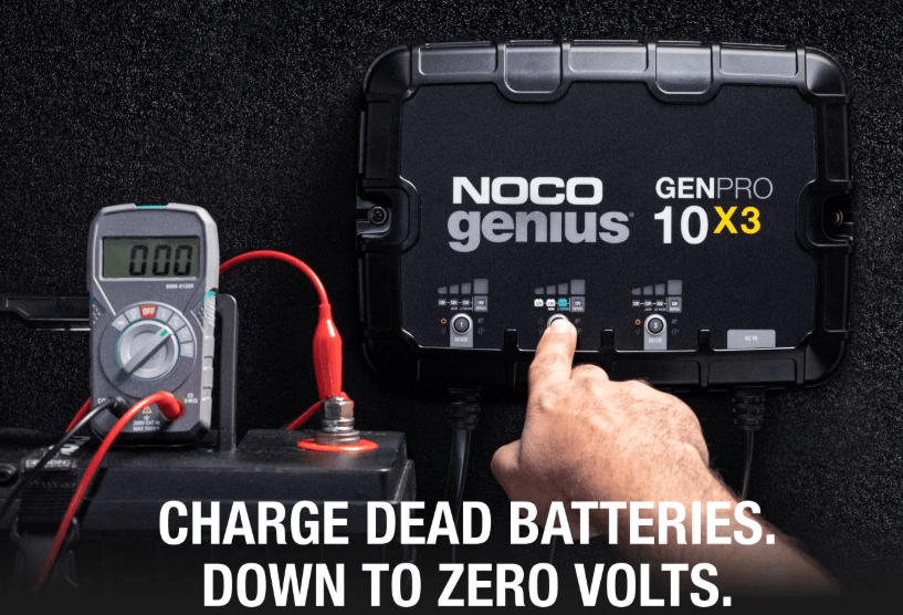 Suncoast Marine and Auto offers NOCO Genius Onboard Waterproof Marine Battery Charger 30 Amp, 12V, 3-Bank GENPRO10X3