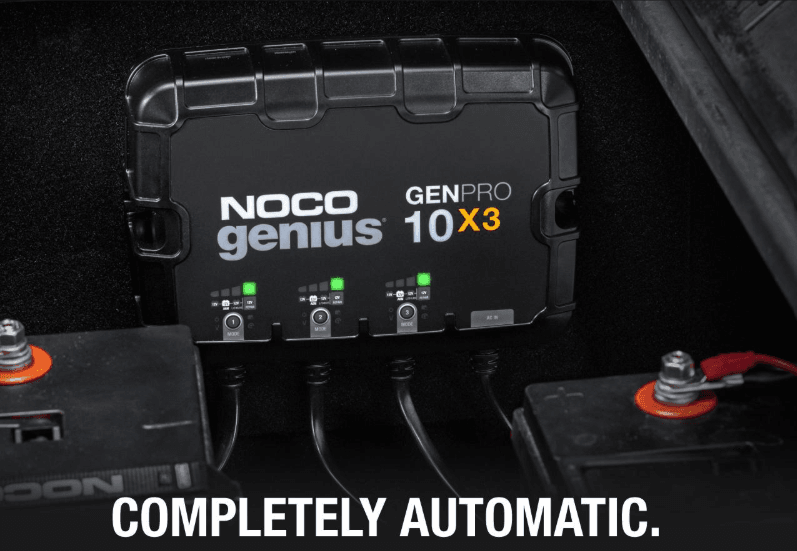 Suncoast Marine and Auto offers NOCO Genius Onboard Waterproof Marine Battery Charger 30 Amp, 12V, 3-Bank GENPRO10X3