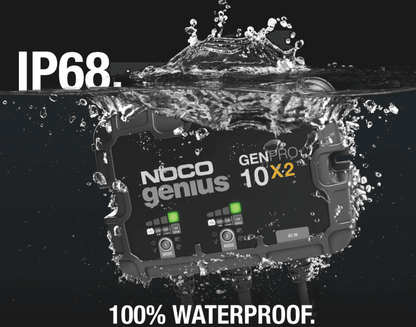 Suncoast Marine and Auto offers NOCO Genius Onboard Waterproof Marine Battery Charger, 20 Amp, 12V, 2-Bank GENPRO10X2