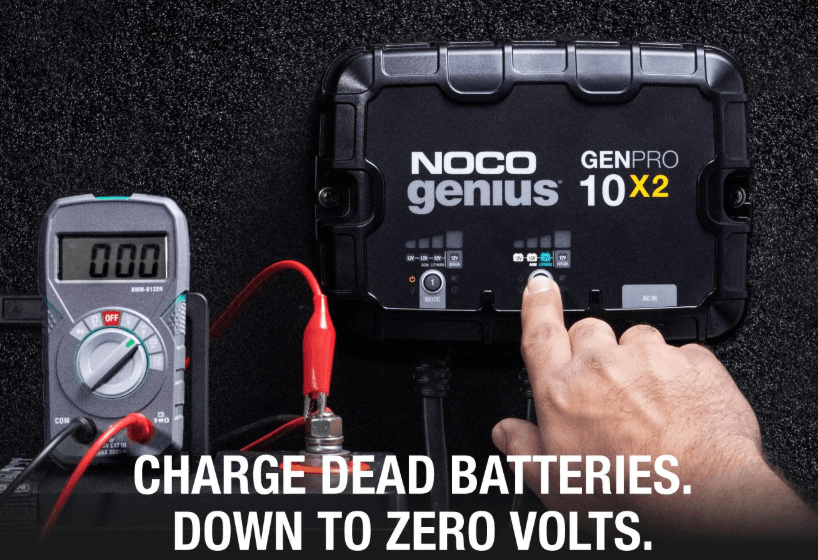 Suncoast Marine and Auto offers NOCO Genius Onboard Waterproof Marine Battery Charger, 20 Amp, 12V, 2-Bank GENPRO10X2