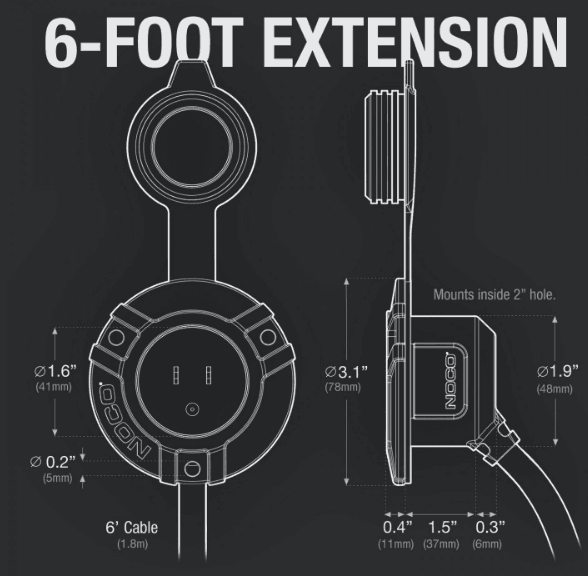 Suncoast Marine and Auto offers NOCO AC Port Plug With 6 Foot Extension Cord GCP1E