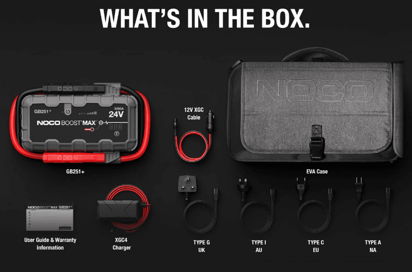 Suncoast Marine and Auto offers NOCO Boost Max 3000 Amp 24V UltraSafe Portable Lithium Jump Starter Kit GB251+